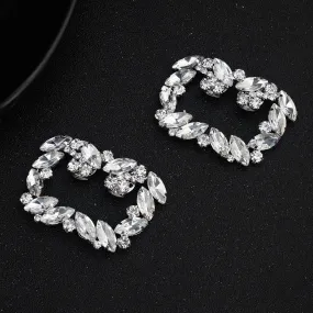 1 Pair Rectangle Detachable Rhinestone DIY Wedding Shoe Clip