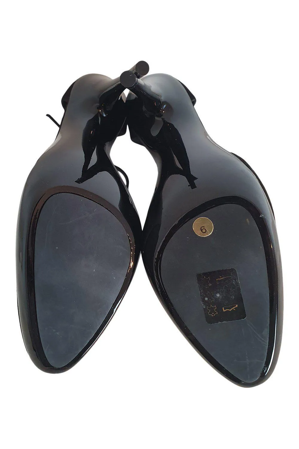 Balenciaga Black Suede Almond Toe Stiletto Heels with Ankle Strap, Size 6