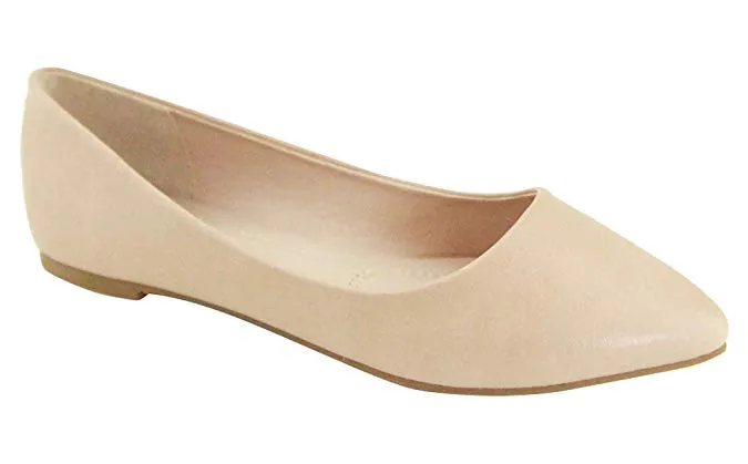 Bella Marie Angie-53 Womens Pointy Toe Ballet Flats, Classic Slip-On Shoes, Size 9