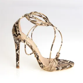 Billini Deluca Strappy Stiletto in Camel Snake