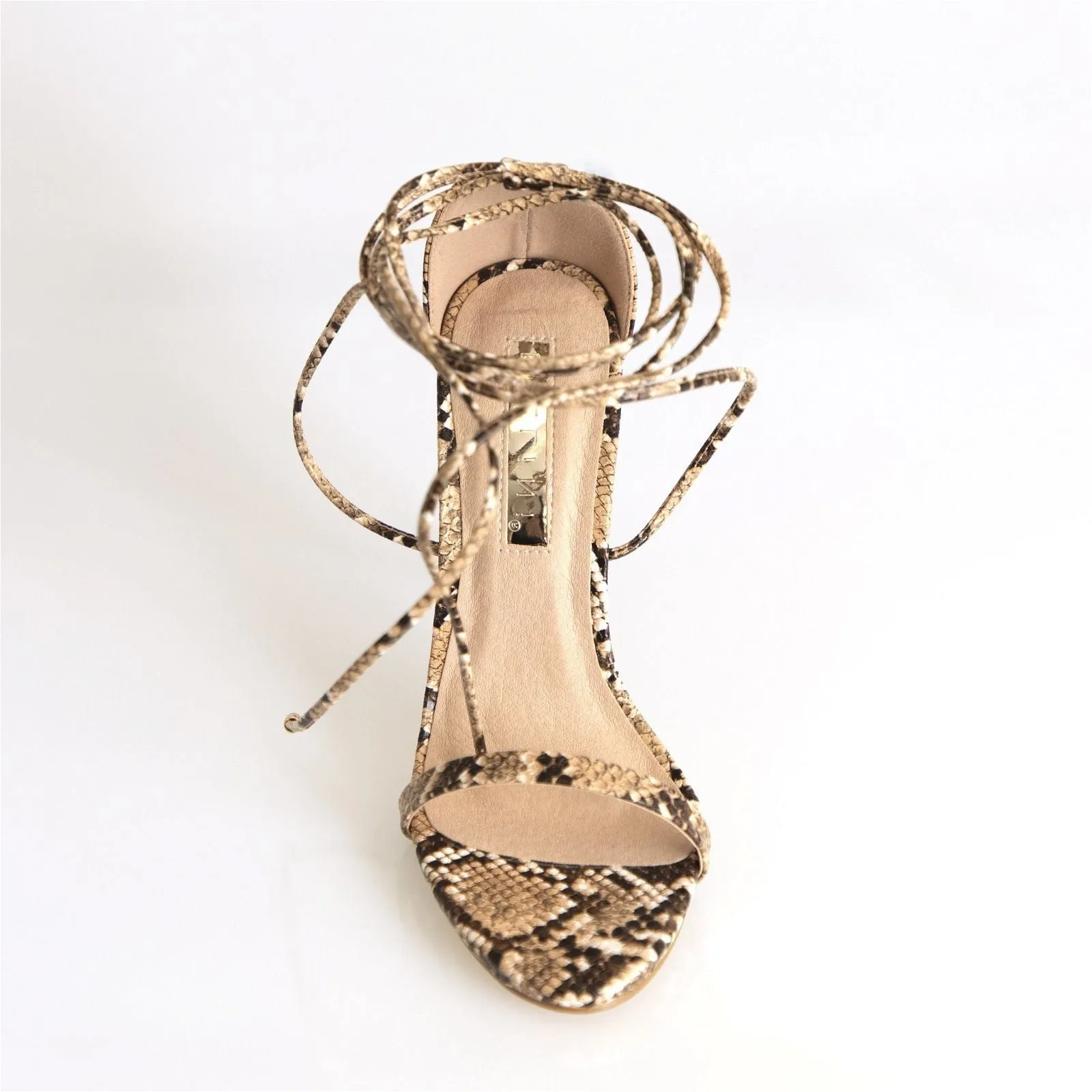 Billini Deluca Strappy Stiletto in Camel Snake