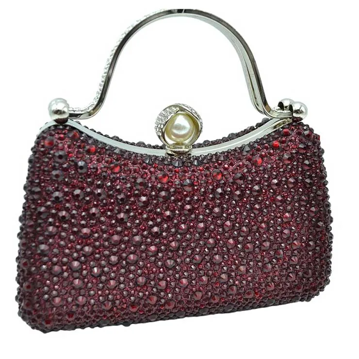 Crystal Diamond Top Handle Embellished Evening Clutch Bag