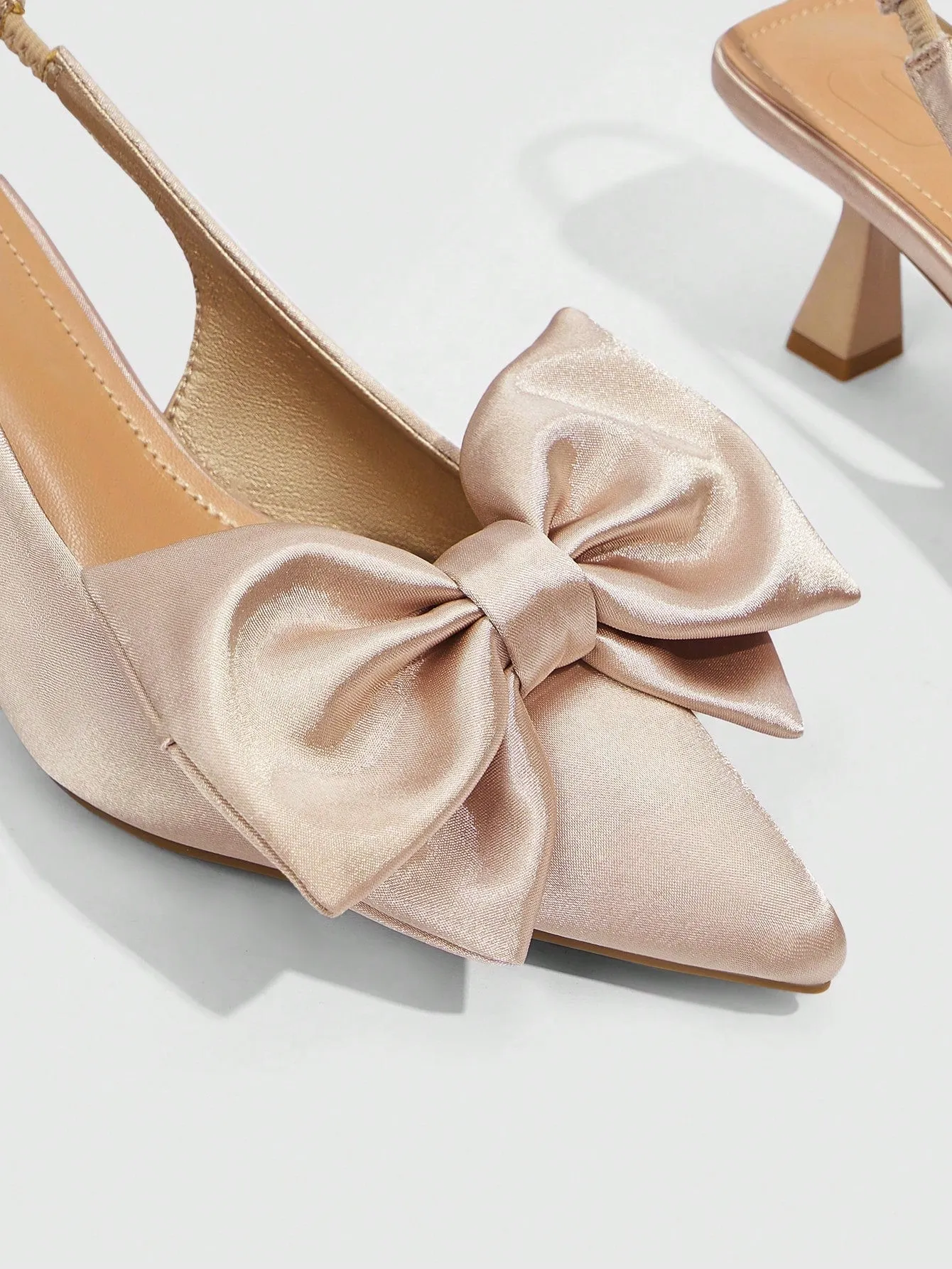 Elegant Champagne-Colored High Heel Pumps with Large Bow for Women - Perfect for Work, Dates, Parties, Weddings, and Vacations