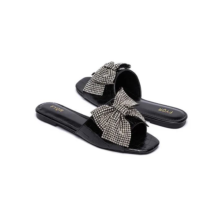 Diamante Bow Slide Sandal MY 217