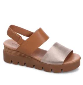 Stylish Django & Juliette RUNAR Wedge Sandal in Champagne-Tan Leather for added elegance and comfort