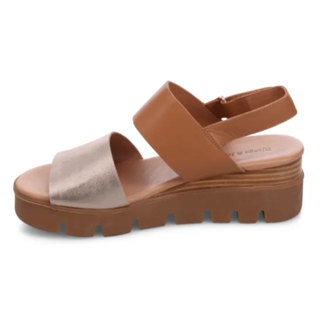 Stylish Django & Juliette RUNAR Wedge Sandal in Champagne-Tan Leather for added elegance and comfort