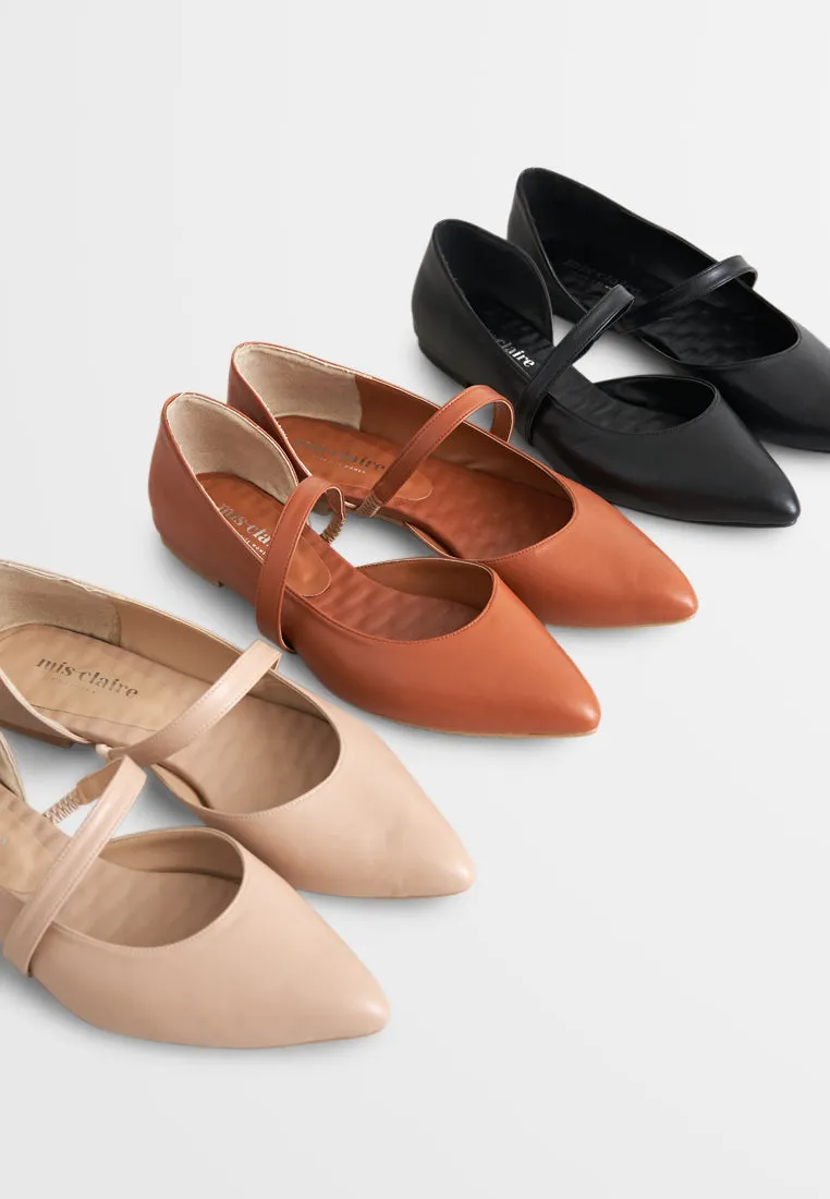 Sure, here is an optimized title for an e-commerce product:

Elsie Elegant Brown Pointy Flats for Women