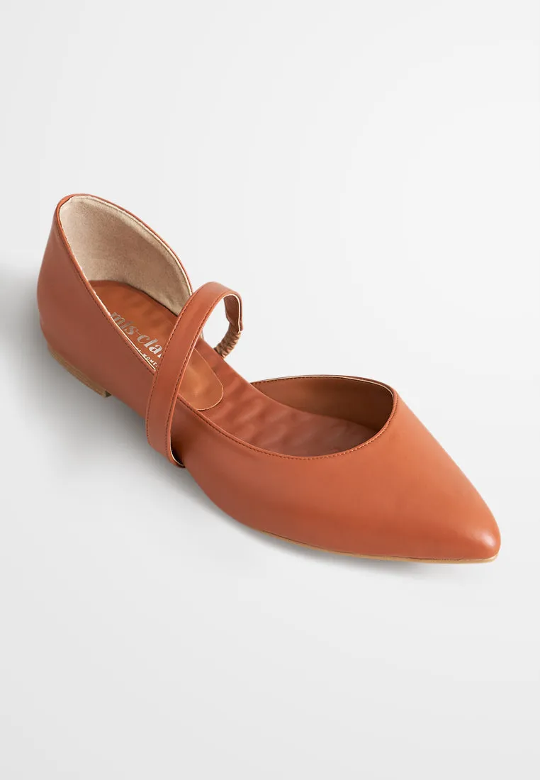 Sure, here is an optimized title for an e-commerce product:

Elsie Elegant Brown Pointy Flats for Women