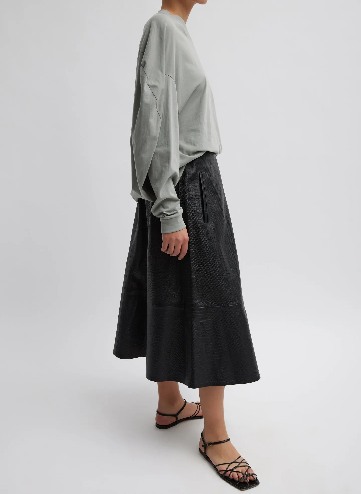 Embossed Python Circle Skirt