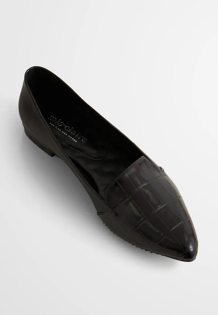 Fina Croc Embossed Elegant Pointy Flats