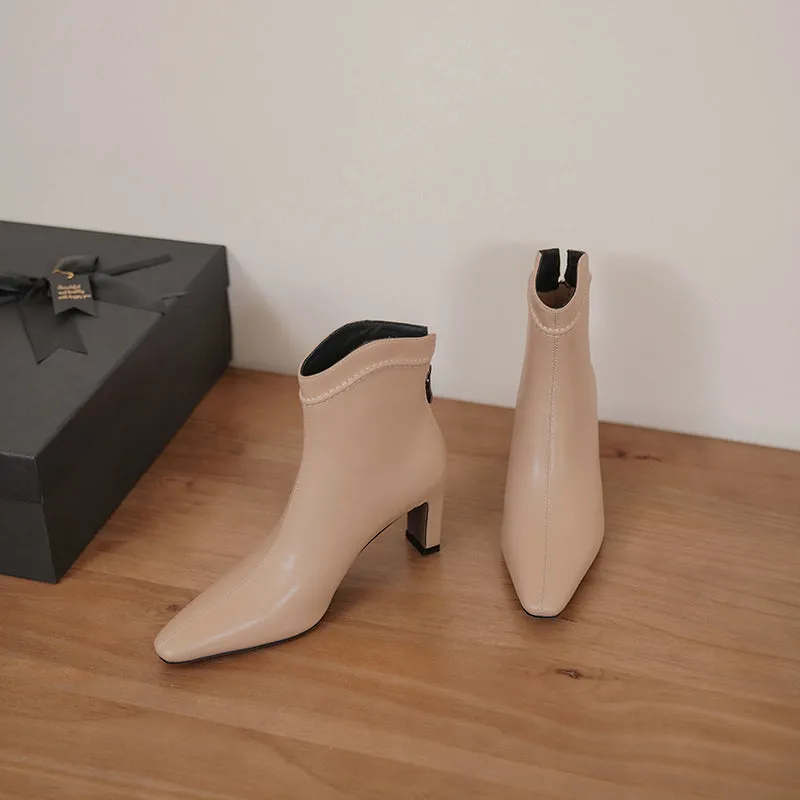 Ingrid Nude Ankle Boots with Heels