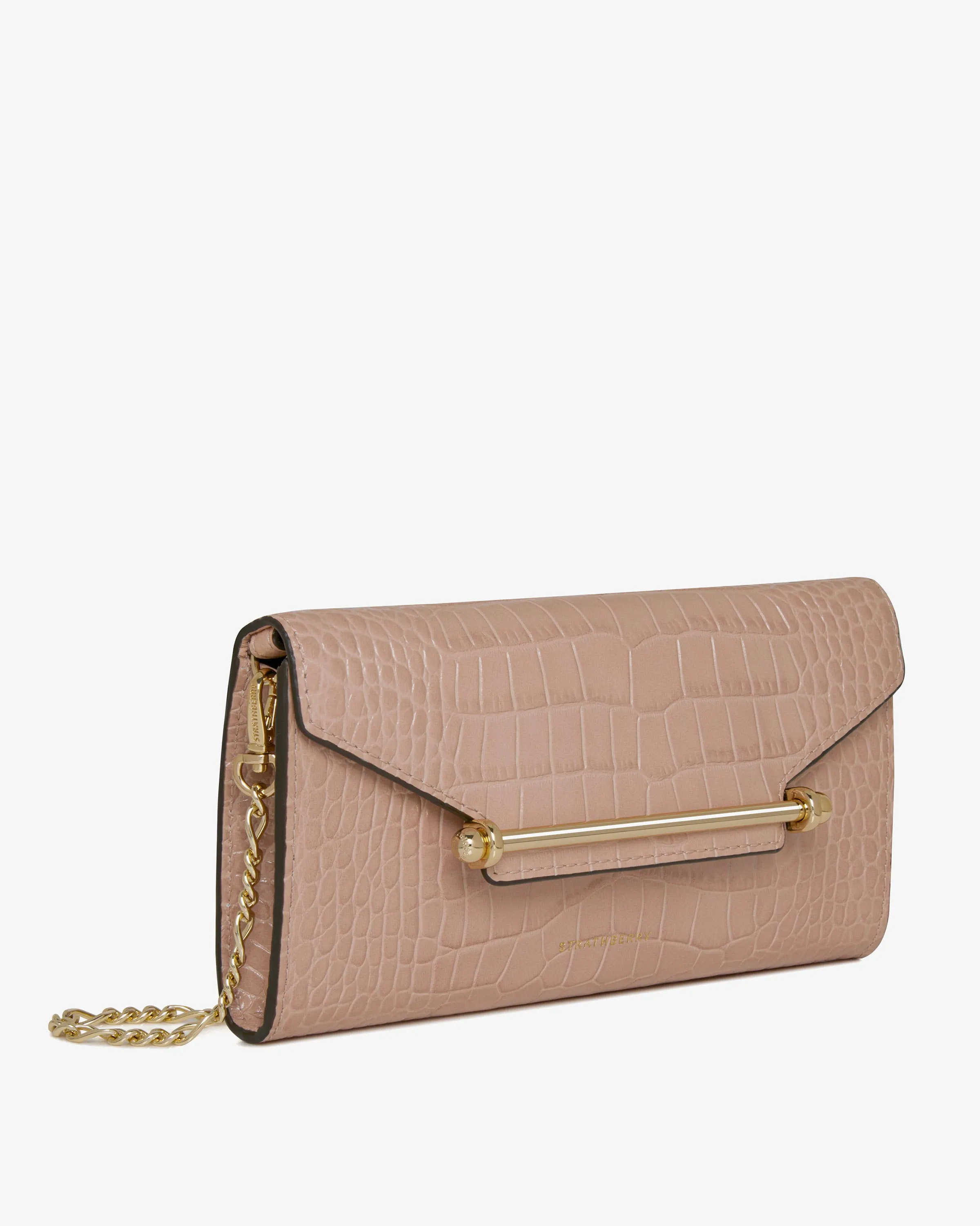 Multrees Chain Wallet - Croc-Embossed Leather Peony