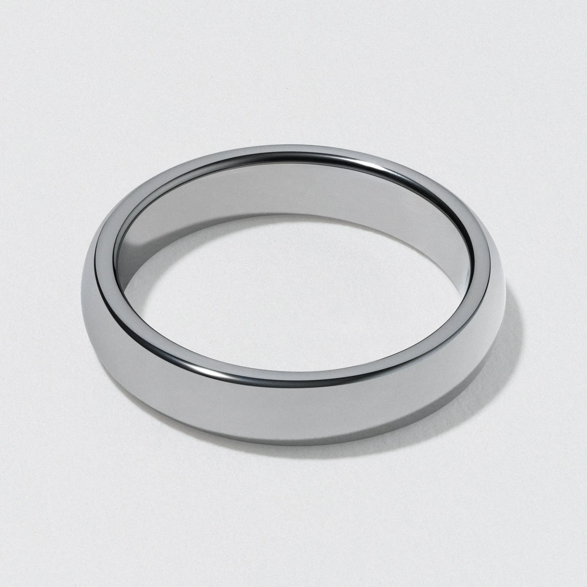 White Tungsten Classic Wedding Band - Polished 4mm