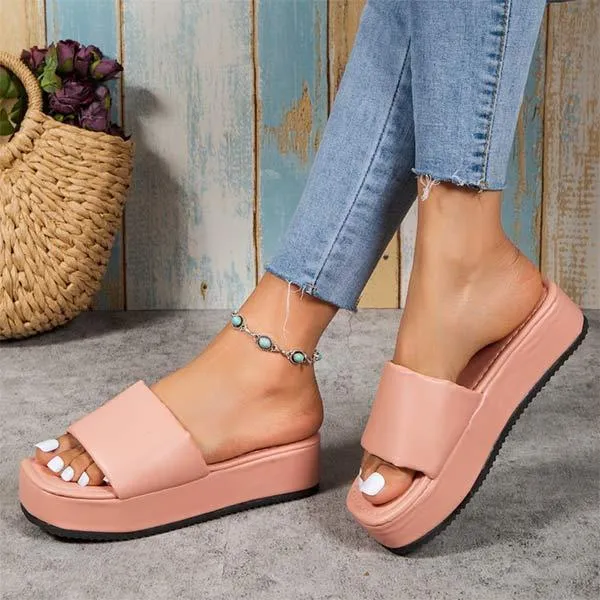 Women's Candy Color Thick-Soled Casual Sandals 30850777C