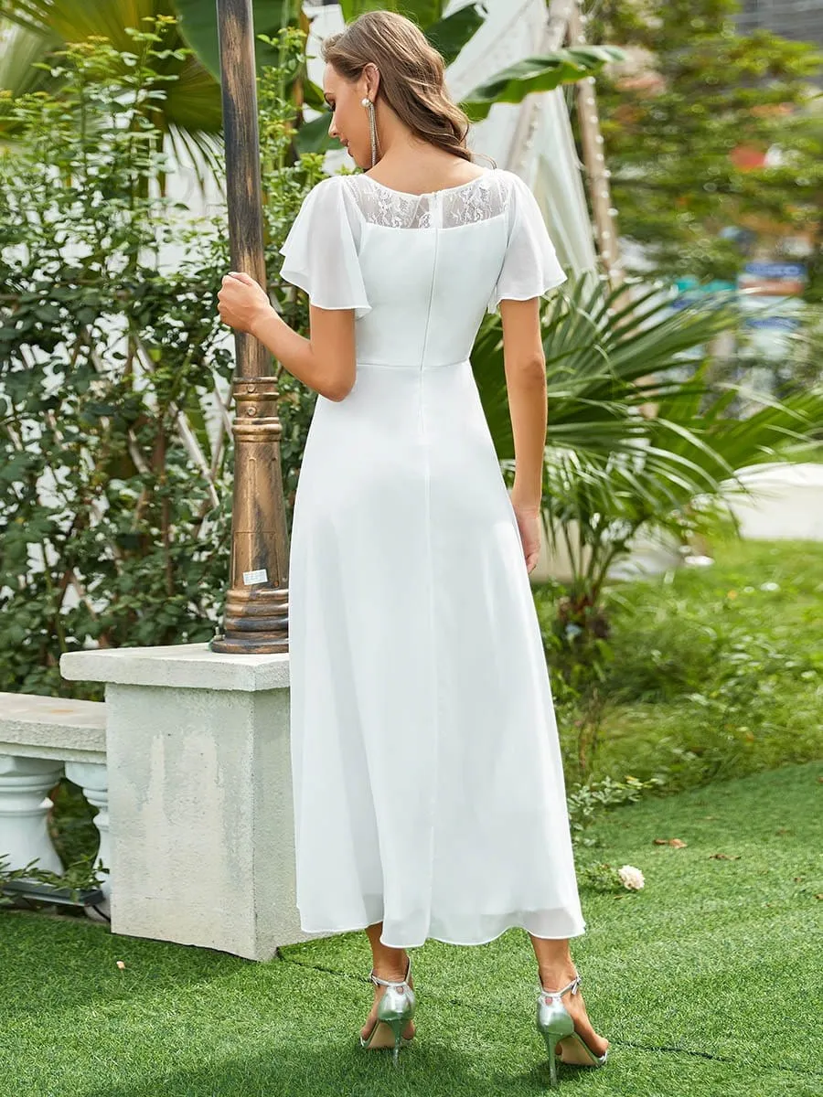 Chic Womens A-Line Midi Dress with Asymmetrical Hem and Casual Boat Neck