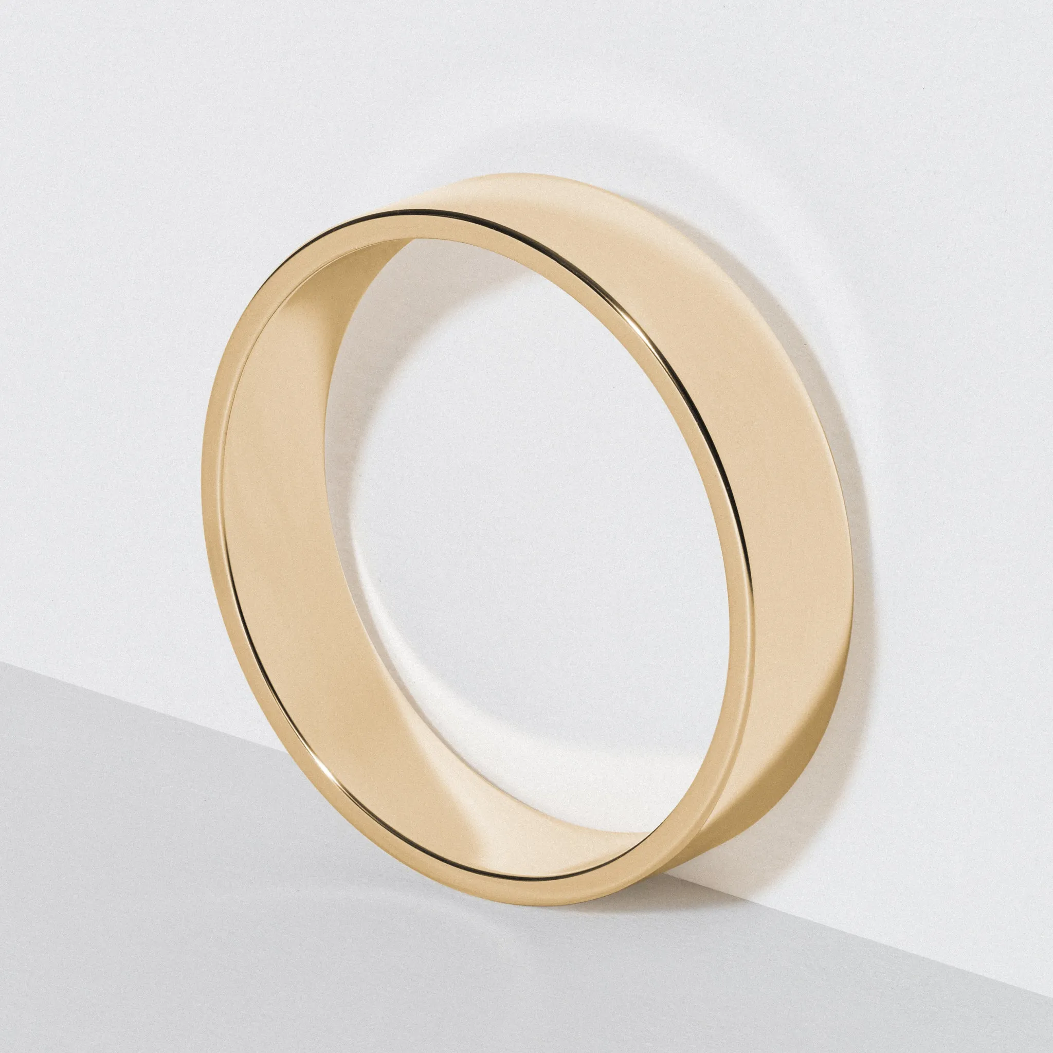 Yellow Gold Flat Wedding Band - Polished 5mm